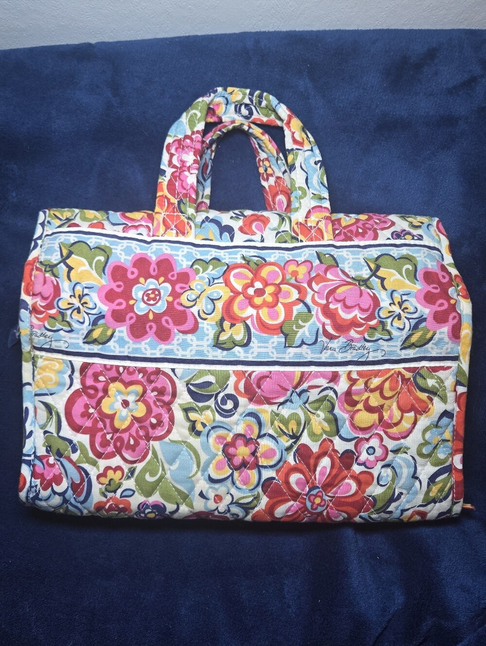 Vera Bradley Hanging Travel Organizer Hope Garden Print Cosmetics Bag Tie